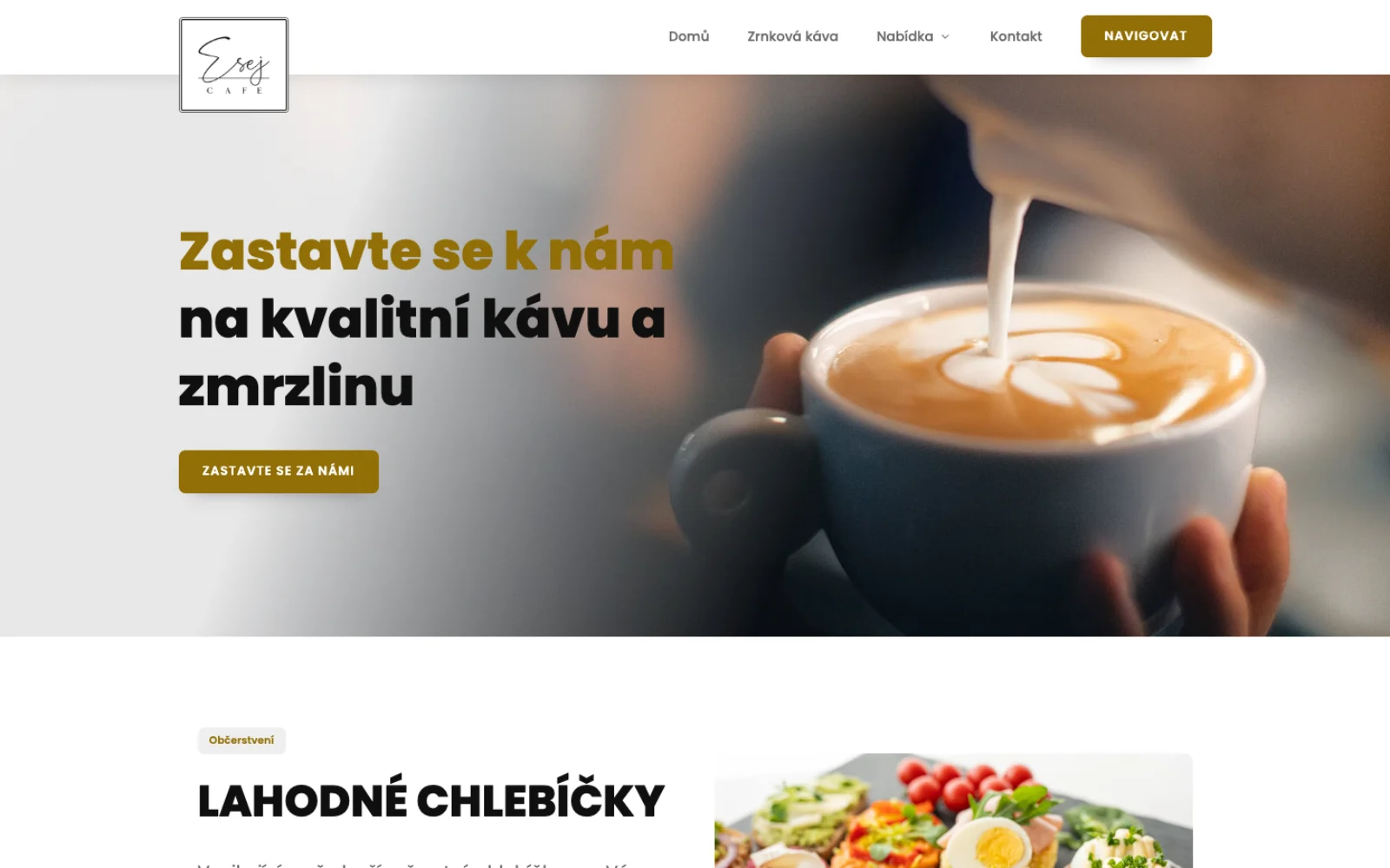 Web kavárny Esej cafe z roku 2023