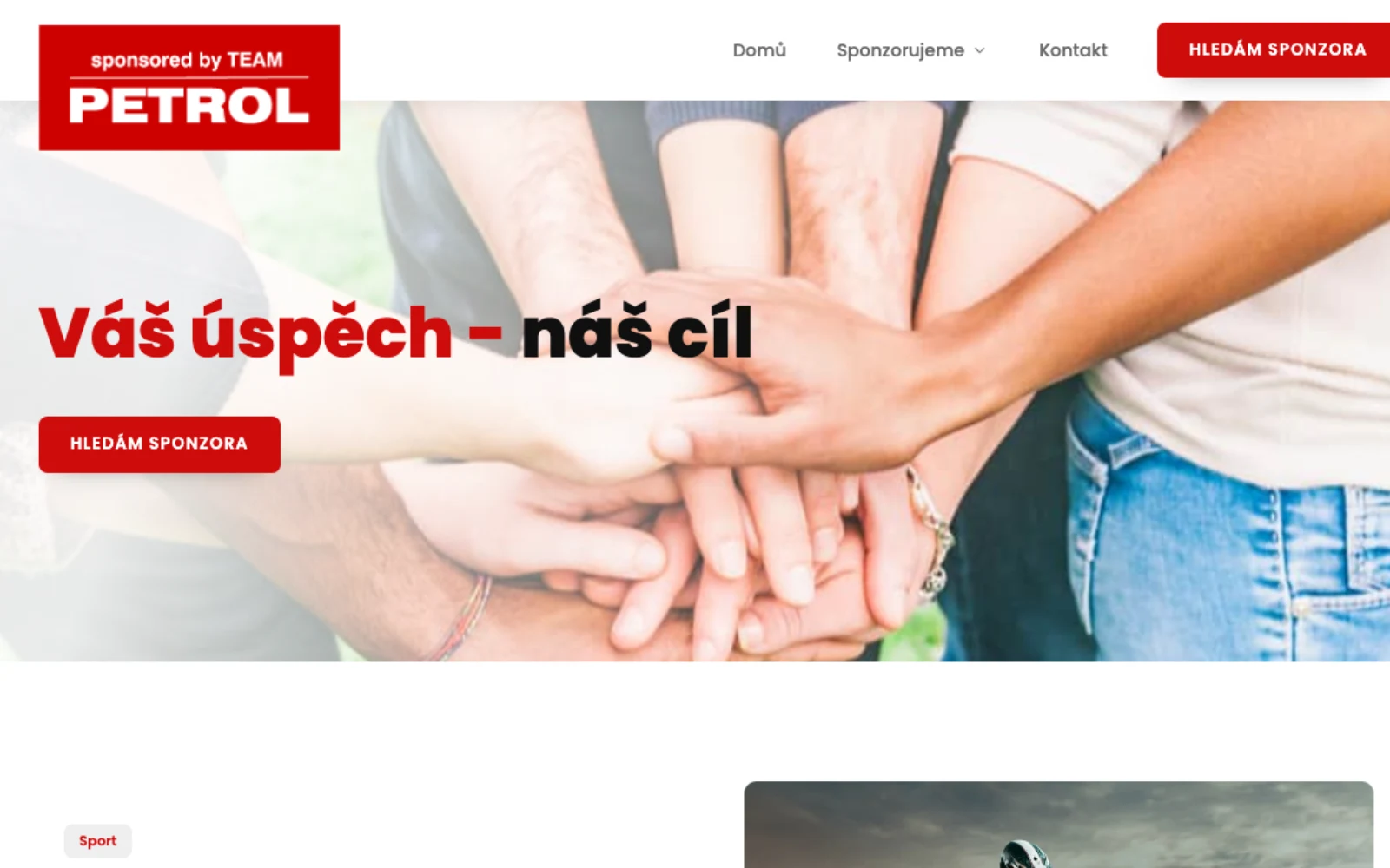 Web TEAM PETROL z roku 2023 — sponzoring motokrosu, MMA a společenských akcí