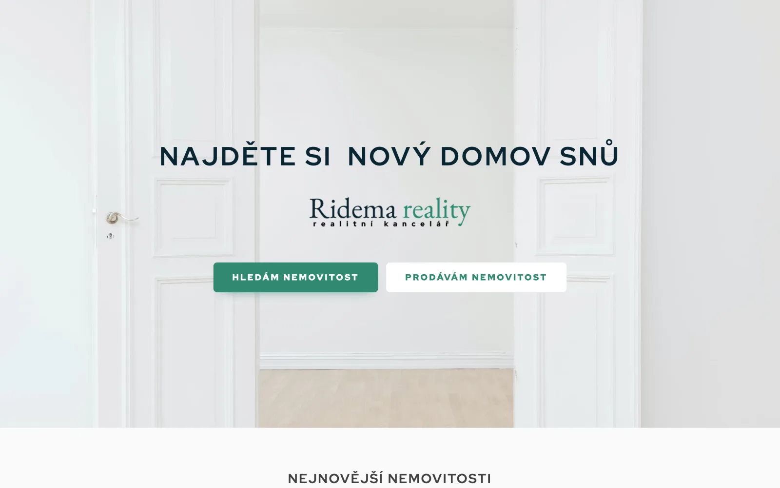 Web Ridema reality — realitní kancelář